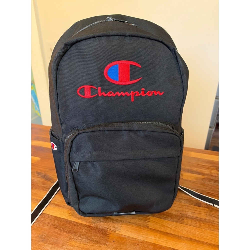 Champion Black Embroidered Script Logo Backpack Padded Straps CV2-3014